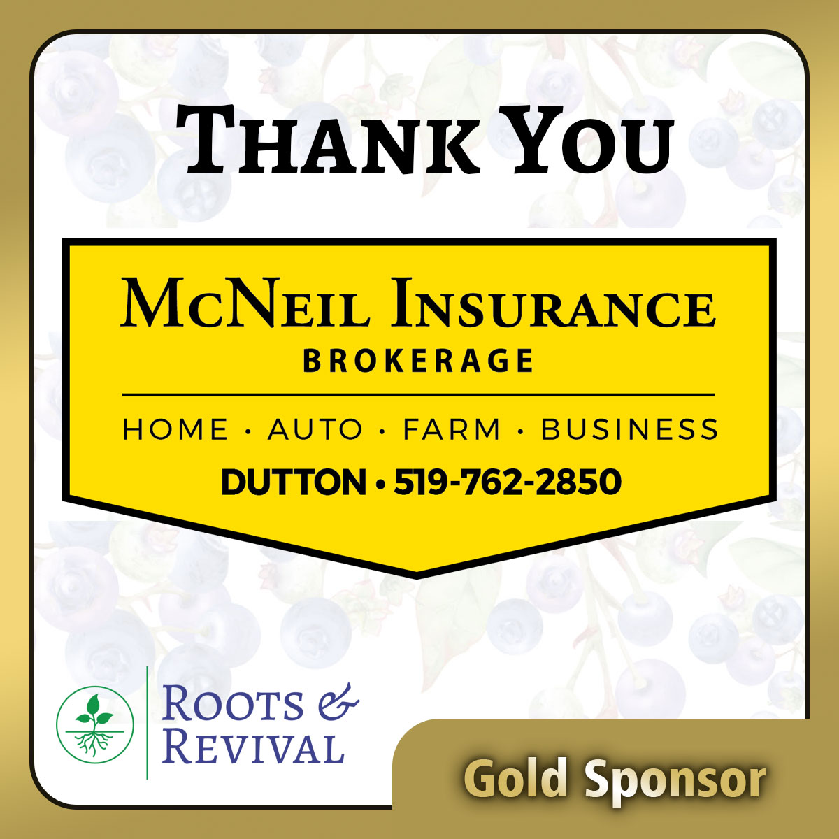 McNeil Insurance Brokerage Dutton Gold Sponsor