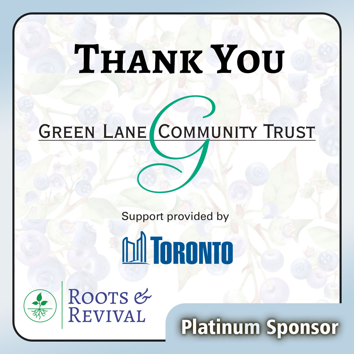 Green Lane Community Trust Logo - Support provided by City of Toronto