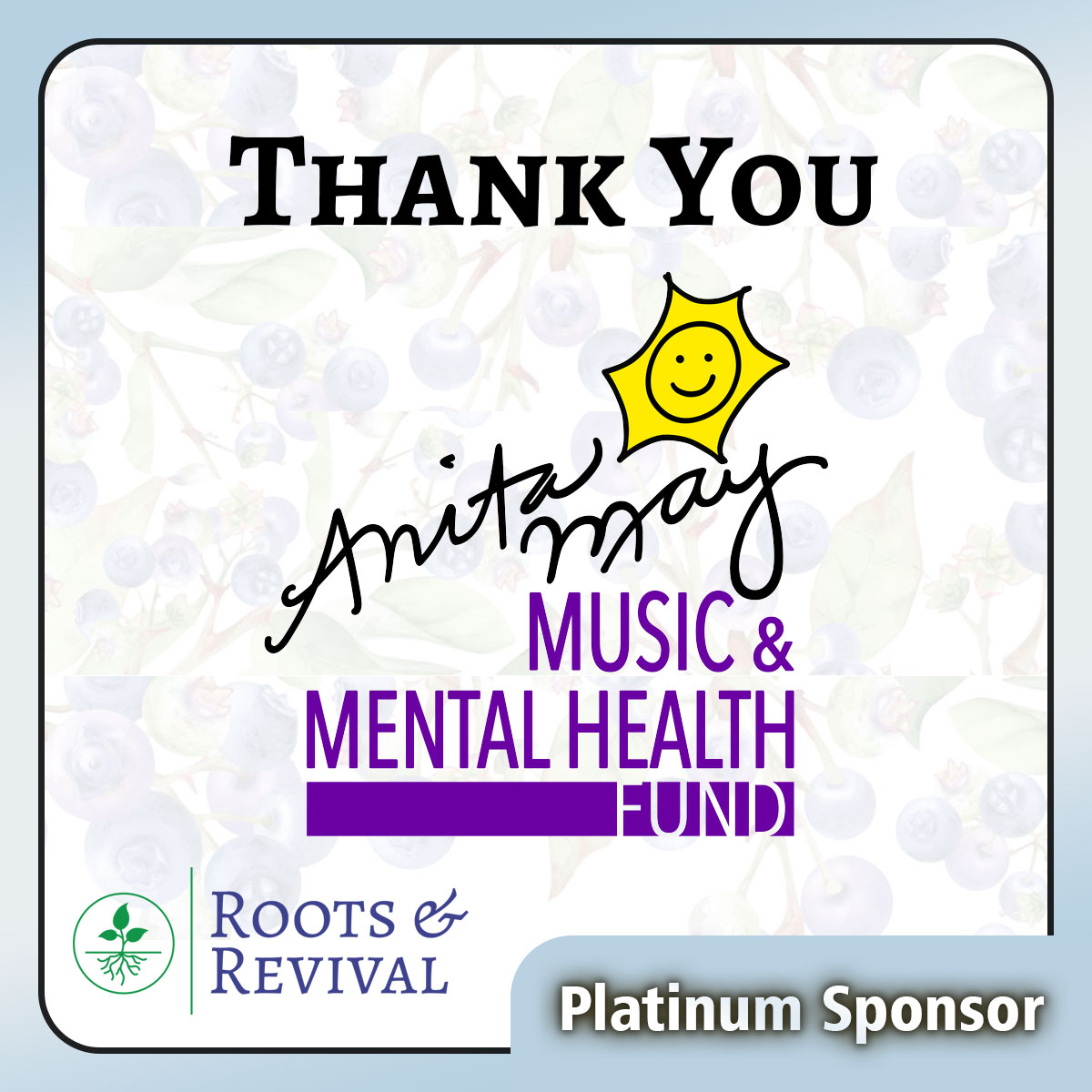 Anita May Music & Mental Health Fund Platinum Sponsor