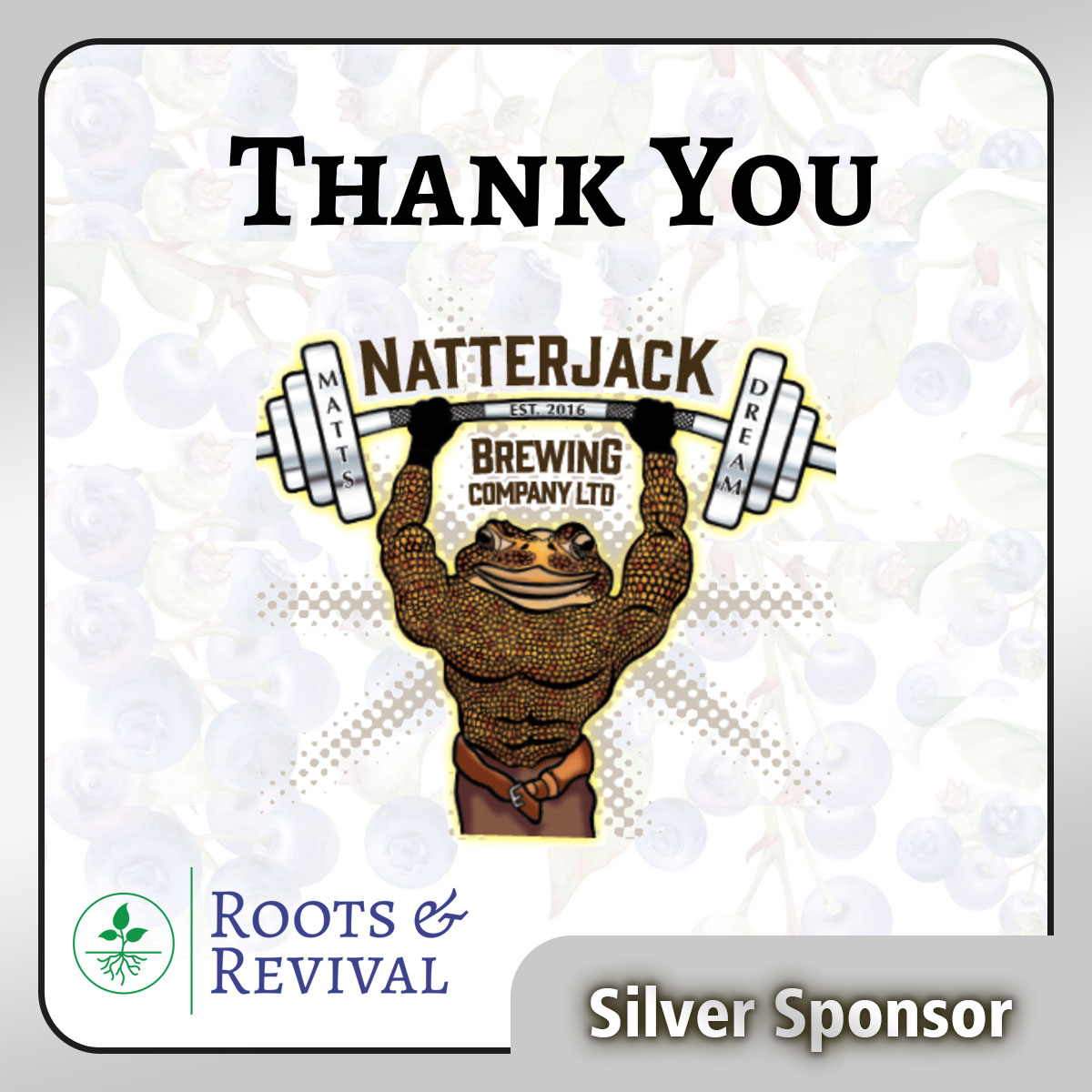 Natterjack Brewing Company Silver Sponsor
